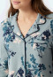 Pigiama lungo con revers e pistagna impreziosito da una stampa floreale su sfondo grigio-azzurro - Contemporary Nightwear