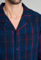 Pyjama long flanelle patte de boutonnage à carreaux bleu nuit - Warming Nightwear