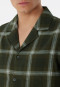 Pajamas long woven fabric organic cotton button placket check dark green - Warming Nightwear