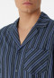 Long pajamas woven fabric organic cotton button placket stripes midnight blue - selected! premium