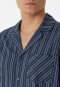 Pyjama lang geweven stof biologisch katoen knoopsluiting, gestreept nachtblauw - selected! premium