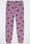 Schlafanzug lang Frottee Bündchen Schmetterlinge mauve - Nightwear