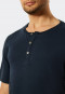 Schlafanzug kurz Feininterlock Knopfleiste gemustert dunkelblau - Fine Interlock