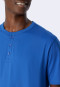 Pyjama kort biologisch katoen knoopsluiting visgraatpatroon aqua - Fashion Nightwear