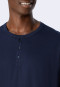 Pyjama court en coton bio, patte de boutonnage, motif chevrons bleu foncé - Fashion Nightwear