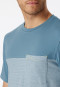 Pigiama corto in cotone organico a righe tasca sul petto blu-grigio - 95/5 Nightwear