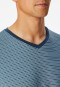 Schlafanzug kurz Ringel V-Ausschnitt jeansblau - Long Life Soft