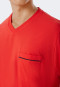 Schlafanzug kurz V-Ausschnitt Streifen rot - Comfort Fit