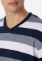 Pyjama lange blokstrepen manchetten donkerblauw - Dark Sapphire