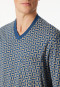 Schlafanzug lang Bündchen atlantikblau gemustert - Comfort Nightwear