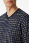 Long pajamas with cuffs dark blue check - Dark Sapphire