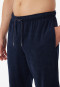 Schlafanzug lang Frottee V-Ausschnitt Streifen grau-meliert - Warming Nightwear