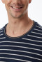 Pyjama lange badstof manchetten strepen nachtblauw - Casual Nightwear