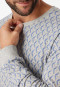 Schlafanzug lang Interlock Bündchen grau-meliert gemustert - Fine Interlock