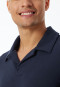 Pajamas long interlock polo collar midnight blue - Selected Premium Warming