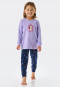 Pajamas long organic cotton cuffs galaxy unicorn glow effect lilac - Girls World