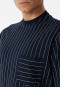 Pyjama long coton bio bords-côtes rayures bleu nuit - Comfort Nightwear