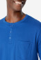 Pyjama lang biologisch katoen knoopsluiting visgraatpatroon aqua - Fashion Nightwear