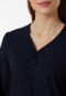 Pajamas long organic cotton button placket midnight blue - Comfort Nightwear