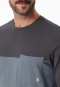 Pyjama lang Organic Cotton strepen borstzak antraciet - 95/5 Nachtkleding