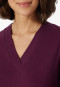 Pigiama lungo in cotone biologico con scollo a V, prugna - Comfort Nightwear