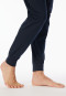 Schlafanzug lang Ringel Bündchen nachtblau - Casual Essentials