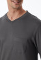 Schlafanzug lang Streifen anthrazit - Fine Interlock