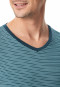 Schlafanzug lang Streifen jeansblau - Long Life Soft