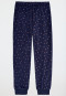 Schlafanzug lang Velour Sterne nachtblau - Nightwear