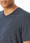 Korte pyjama van modalvezel met v-hals, blauw met strepen - Long Life Soft