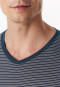 Lange pyjama van modalvezel met v-hals, blauw met strepen - Long Life Soft