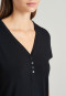 Shirt short-sleeved Henley button placket black - Mix & Relax