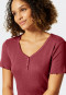 Shirt short-sleeved organic cotton openwork V-neck berry - Mix & Relax