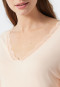 Shirt long-sleeved interlock V-neck lace apricot - Mix+Relax