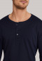 Long-sleeved loose fit shirt button placket dark blue - Mix & Relax