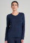 Tee-shirt manches longues modal encolure en V bleu - Mix+Relax