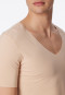 Interlock seamless short-sleeved shirt with v-neck clay - Laser Cut