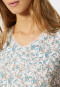 Chemise de nuit interlock manches courtes encolure en V dentelle imprimé fleurs bleu clair - Feminine Floral Comfort Fit