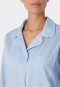 Maglia da notte a maniche lunghe in raso di cotone intrecciato con abbottonatura e pistagna, azzurro - selected! premium inspiration