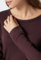 Sleep shirt long-sleeved interlock cuffs piping burgundy - Contemporary Nightwear