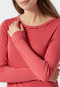 Sleep shirt long-sleeved interlock cuffs piping light red - Contemporary Nightwear