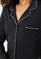 Sleep shirt long-sleeved interlock button placket piping black - Contemporary Nightwear