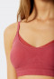 Soft bra without underwire removable cups lace berry - Seamless Recycled Rib