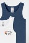 2-pack vests rhino blue/white - Fine Rib