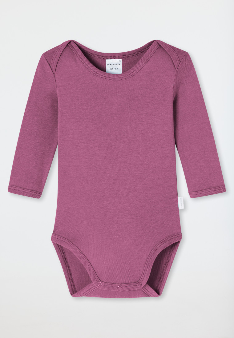Bodys langarm 2er-Pack Feinripp Ringel malve - Natural Love
