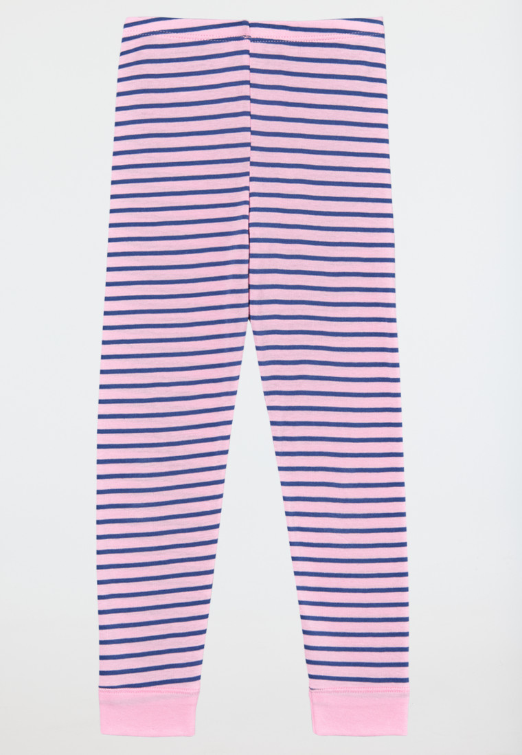 Schlafanzug lang Feinripp Panda Ringel blau - Girls World