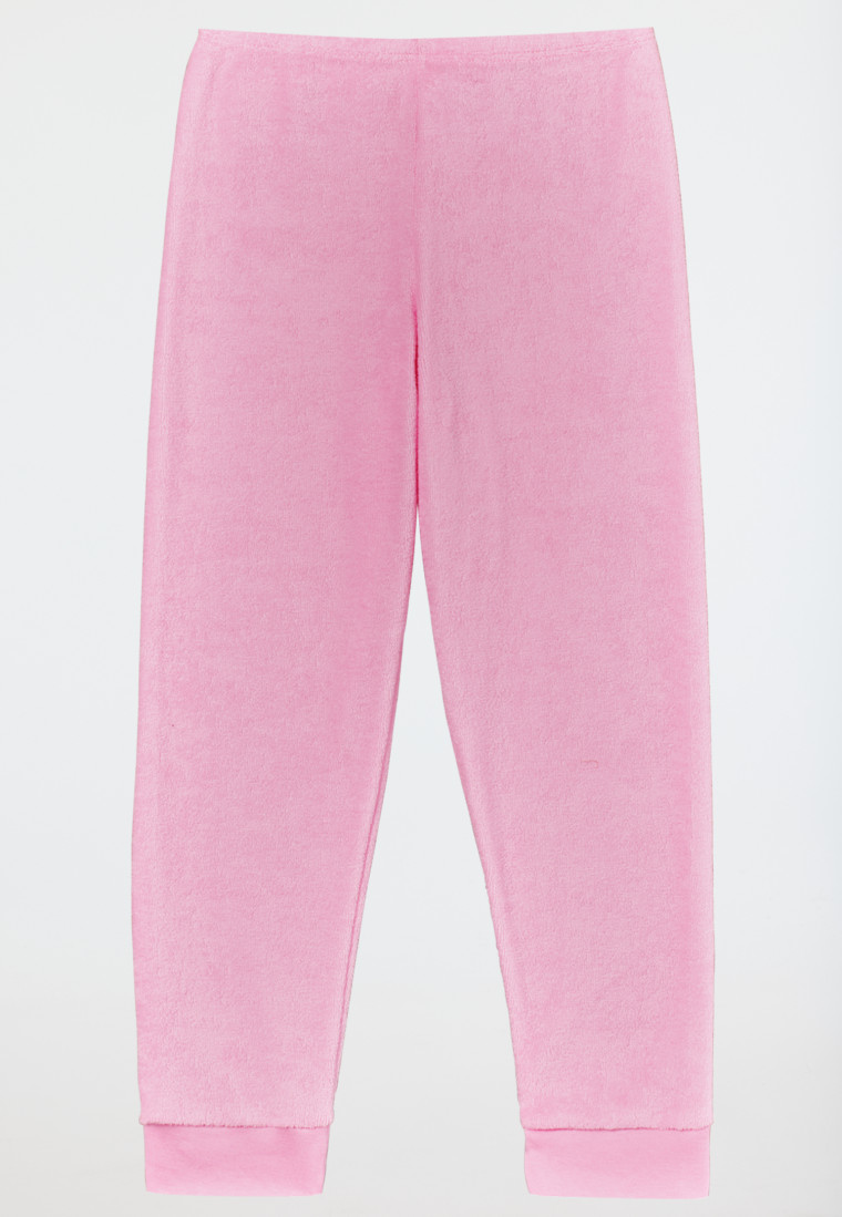 Schlafanzug lang Frottee Bündchen Ringel rosé - Girls World
