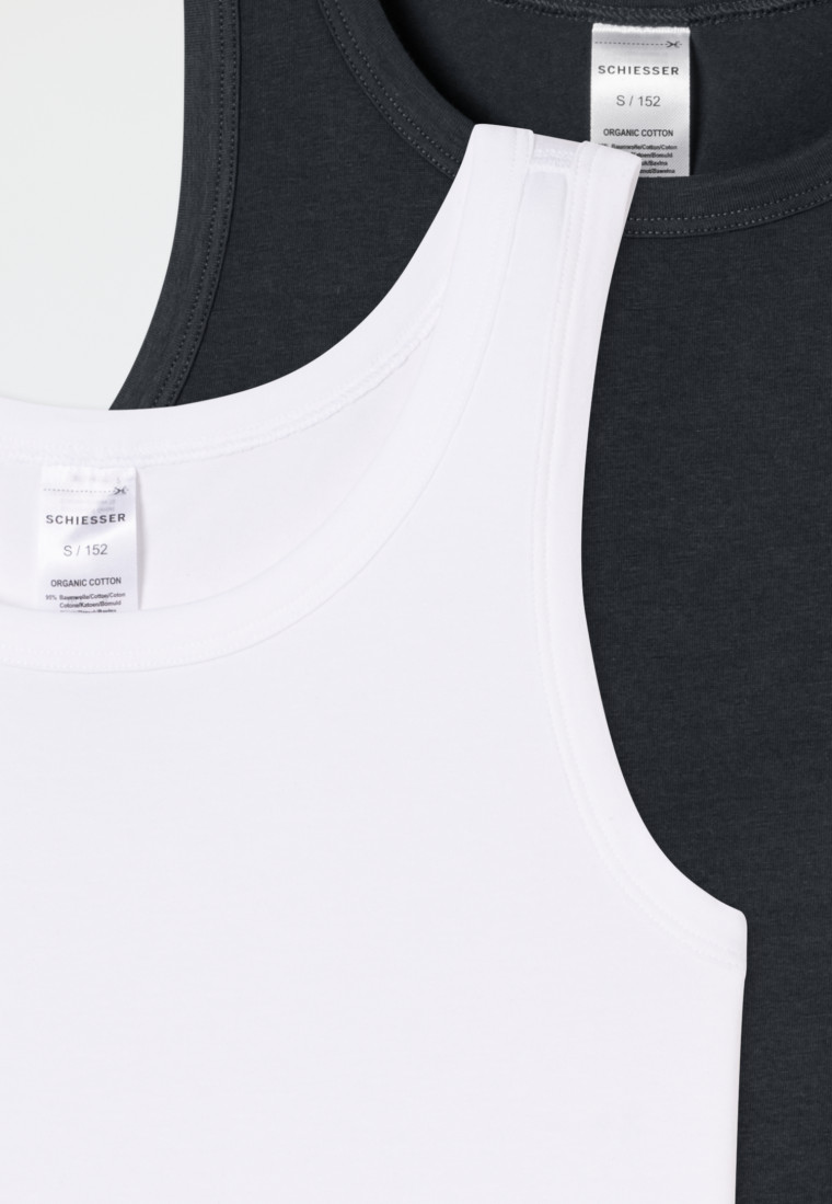 Tanktops set van 2 wit/grafiet - 95/5