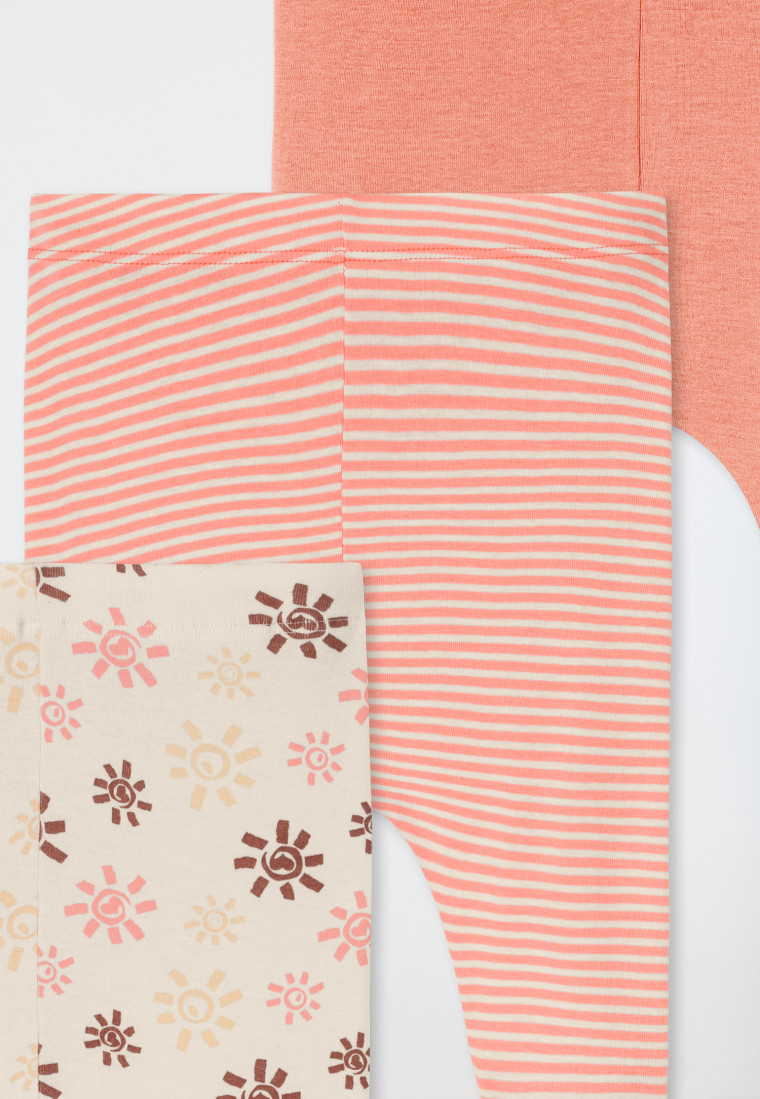Pants long 3-pack fine rib striping sun multi-colored - Natural Love