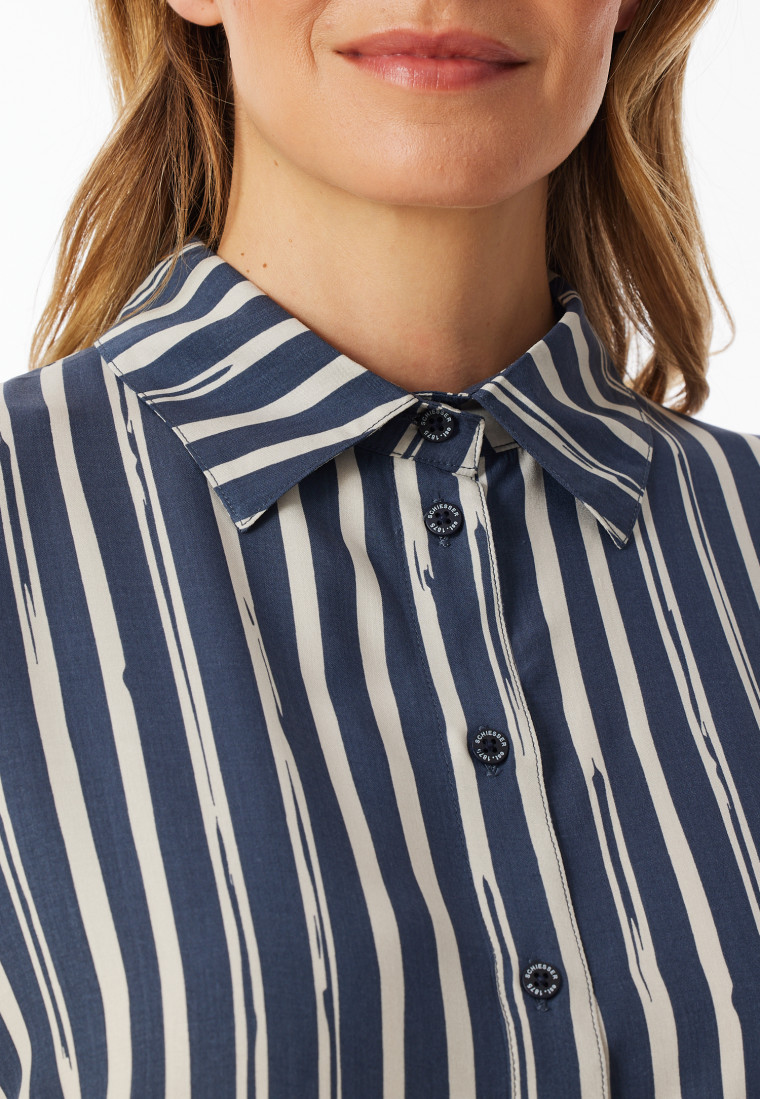 Pyjama lang geweven stof strepen grafiet - selected! premium